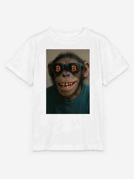 Bitcoin meets Monkey Joe - Stanley/Stella Kinder T-Shirt MINI CREATOR - Weiß