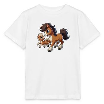 Poney avec enfant gambadant - T-shirt bio MINI CREATOR Stanley/Stella Enfant - blanc - Devant - Maike (125cm)
