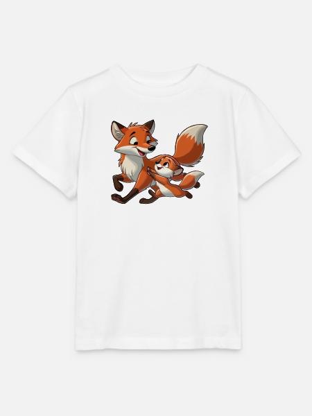 Vos met kind stoeiend - T-shirt MINI CREATOR barn från Stanley/Stella - vit