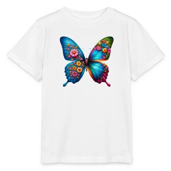 Bunter Schmetterling, von der Natur inspirierte Sommerstimmungen - Stanley/Stella Kinder T-Shirt MINI CREATOR  - Weiß - Vorne - Maike (125cm)