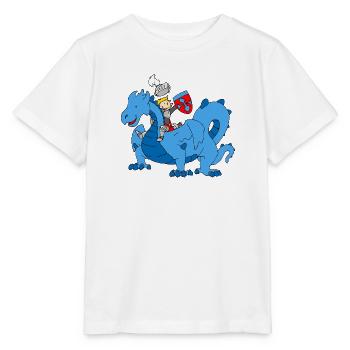 Boy Knight riding Blue Dragon - Stanley/Stella Kinder T-Shirt MINI CREATOR  - Weiß - Vorne - Maike (125cm)