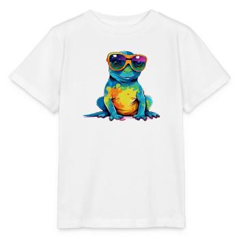 Lila la salamandre à lunettes - T-shirt bio MINI CREATOR Stanley/Stella Enfant - blanc - Devant - Maike (125cm)