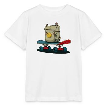 Skateboard und Rucksack - Stanley/Stella Kinder T-Shirt MINI CREATOR  - Weiß - Vorne - Maike (125cm)