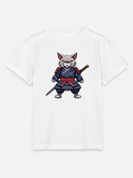 Samurai-Katze #5 - Stanley/Stella Kinder T-Shirt MINI CREATOR  - Weiß