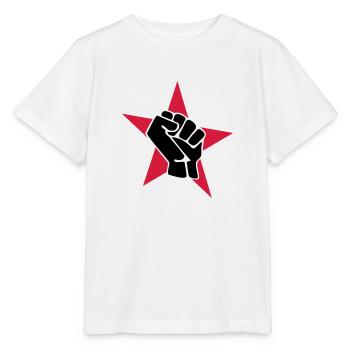 Roter Stern mit Faust - Stanley/Stella Kinder T-Shirt MINI CREATOR  - Weiß - Vorne - Maike (125cm)