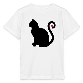 katze schwarz herz - Stanley/Stella Kinder T-Shirt MINI CREATOR  - Weiß - Vorne - Maike (125cm)