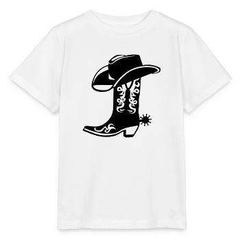 cowboy boot hat logo - Stanley/Stella MINI CREATOR Kids’ T-Shirt - white - Front - Maike (125cm)