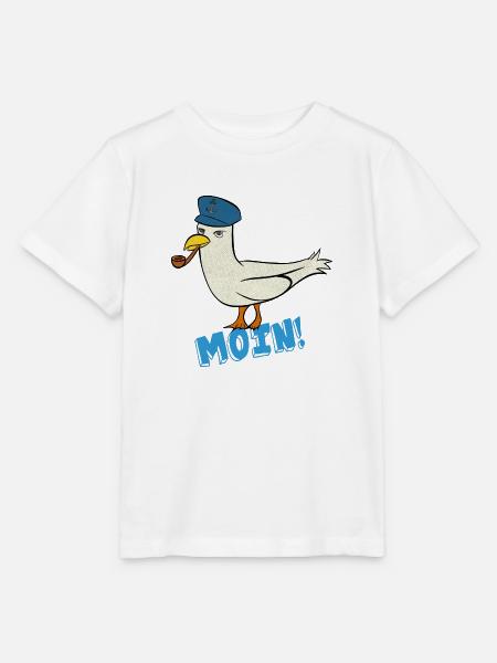 Kapitän Möwe mit Pfeife Moin - Stanley/Stella Kinder T-Shirt MINI CREATOR  - Weiß