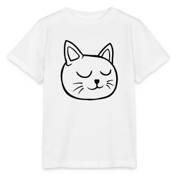 Augen geschlossen Katze schlafend - Stanley/Stella Kinder T-Shirt MINI CREATOR  - Weiß - Vorne - Maike (125cm)