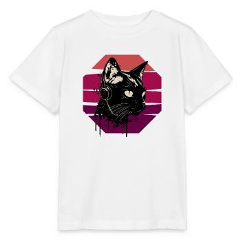 Cat Wearing Headphones | cat wearing earphones - Stanley/Stella MINI CREATOR Kids’ T-Shirt - white - Front - Maike (125cm)