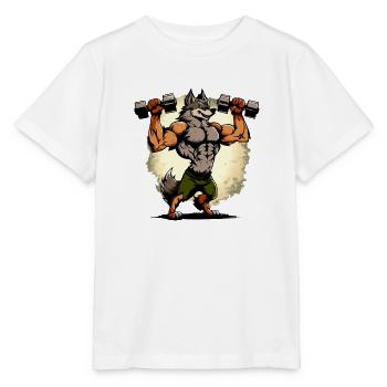 Kikou the muscular wolf - Stanley/Stella MINI CREATOR Kids’ T-Shirt - white - Front - Maike (125cm)