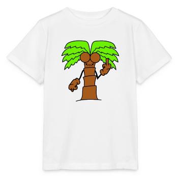 Lustige Böse Palme Zeigt Wütend Mittelfinger Comic - Stanley/Stella Kinder T-Shirt MINI CREATOR  - Weiß - Vorne - Maike (125cm)