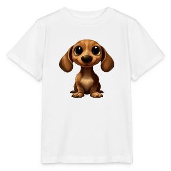Dackel Hund Große Augen Comic - Stanley/Stella Kinder T-Shirt MINI CREATOR  - Weiß - Vorne - Maike (125cm)
