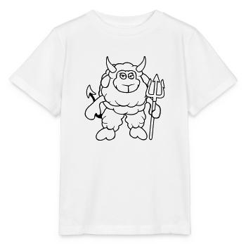 Mouton Diable Satan Enfer Mal Trident Cornes Cool - T-shirt bio MINI CREATOR Stanley/Stella Enfant - blanc - Devant - Maike (125cm)