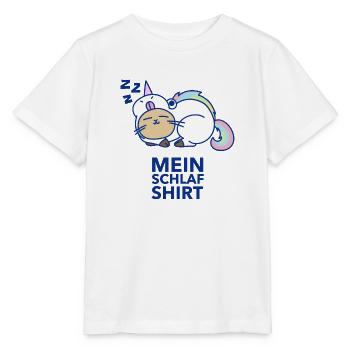 Mein Schlafshirt Kinder Katze Einhorn schlafen - Stanley/Stella Kinder T-Shirt MINI CREATOR  - Weiß - Vorne - Maike (125cm)