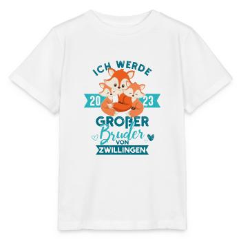 Zwillinge Schwangerschaft Fuchs Großer Bruder 2023 - Stanley/Stella Kinder T-Shirt MINI CREATOR  - Weiß - Vorne - Maike (125cm)