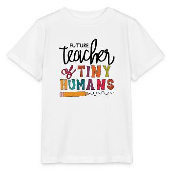 Zukünftige Lehrerin von winzigen Menschen. Bildungszitat. - Stanley/Stella Kinder T-Shirt MINI CREATOR  - Weiß - Vorne - Maike (125cm)