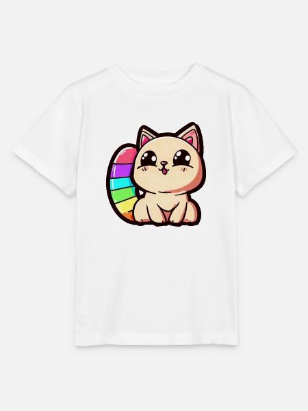 rainbow cat - Stanley/Stella Kinder T-Shirt MINI CREATOR  - Weiß