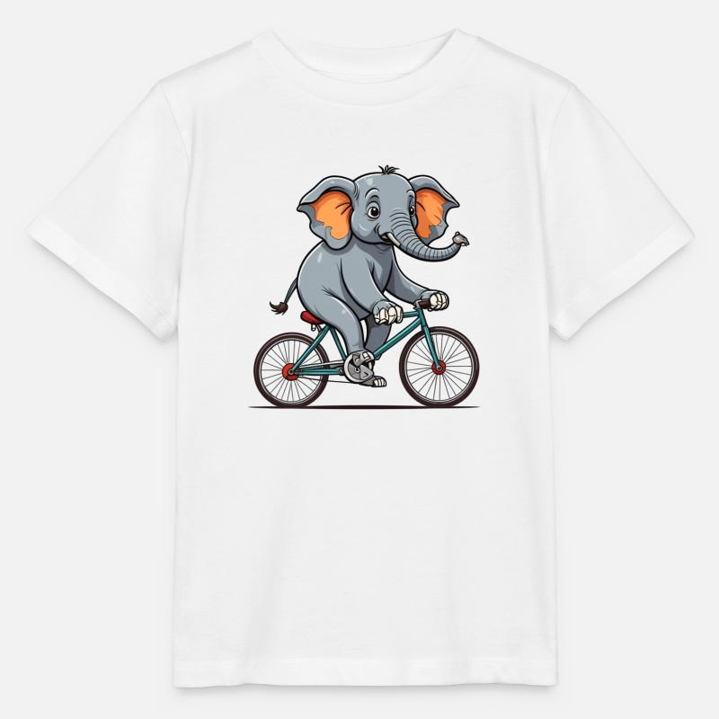éléphant sur un vélo - T-shirt bio MINI CREATOR Stanley/Stella Enfant - blanc