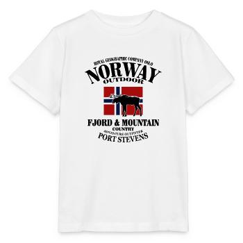Moose - Elch - Norway Flag - Stanley/Stella Kinder T-Shirt MINI CREATOR  - Weiß - Vorne - Maike (125cm)
