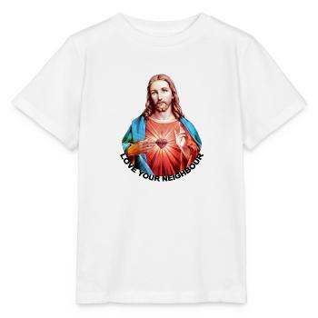 LOVE UR NEIGHBOUR Jesus Christus Handsegen LINKS - Stanley/Stella Kinder T-Shirt MINI CREATOR  - Weiß - Vorne - Maike (125cm)