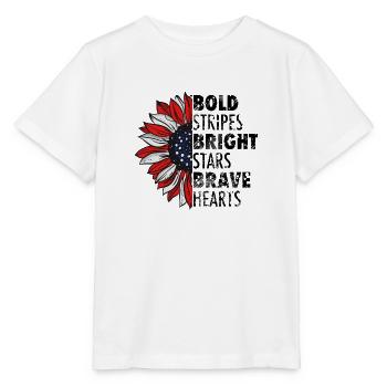 Bold Stripes Bright Stars Brave Hearts - Stanley/Stella MINI CREATOR Kids’ T-Shirt - white - Front - Maike (125cm)
