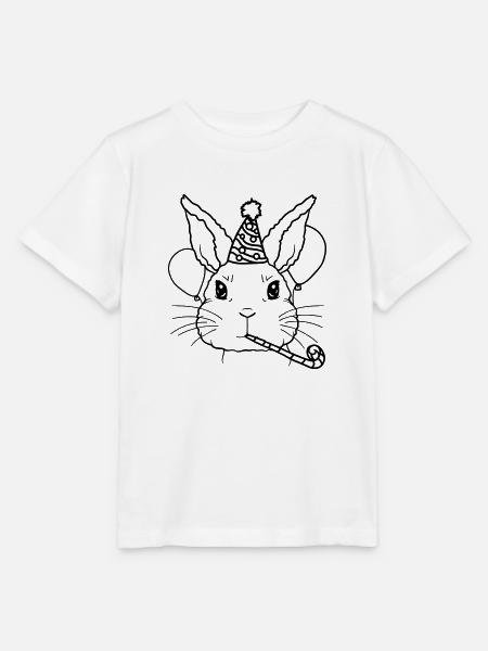 Rabbit Tröte Party Hat Birthday Child - Stanley/Stella MINI CREATOR Kids’ T-Shirt - white