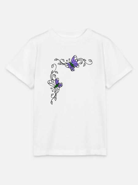 Schmetterlinge mit Blumenranken - Stanley/Stella Kinder T-Shirt MINI CREATOR  - Weiß