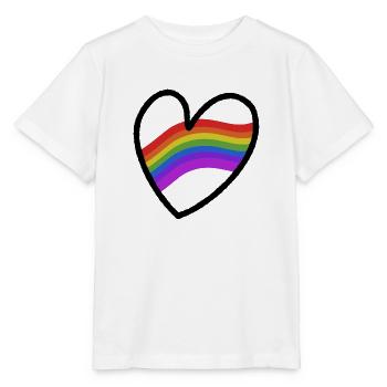 LGBTQ+ Heart Regenbogenfahne - Stanley/Stella Kinder T-Shirt MINI CREATOR  - Weiß - Vorne - Maike (125cm)