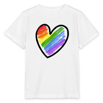 Regenbogenfahne LGBTQ Herz - Stanley/Stella Kinder T-Shirt MINI CREATOR  - Weiß - Vorne - Maike (125cm)