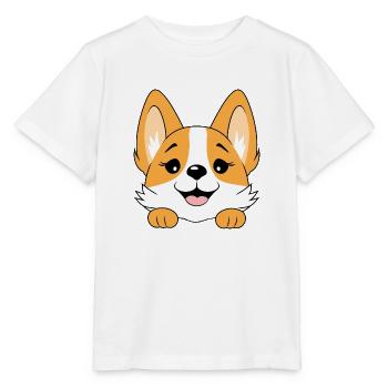Peeping happy Corgi - Stanley/Stella MINI CREATOR Kids’ T-Shirt - white - Front - Maike (125cm)