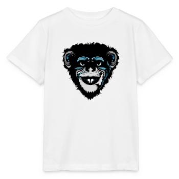 tete singe chimpanze macaque dessin 709 A - T-shirt bio MINI CREATOR Stanley/Stella Enfant - blanc - Devant - Maike (125cm)