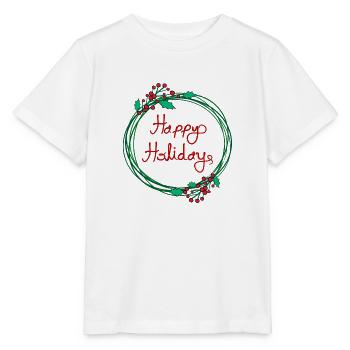 Joyeuses fêtes Couronne de guirlande de Noël - T-shirt bio MINI CREATOR Stanley/Stella Enfant - blanc - Devant - Maike (125cm)