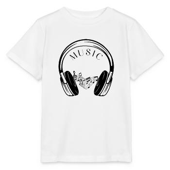 Kopfhörer und Musiknoten. - Stanley/Stella Kinder T-Shirt MINI CREATOR  - Weiß - Vorne - Maike (125cm)