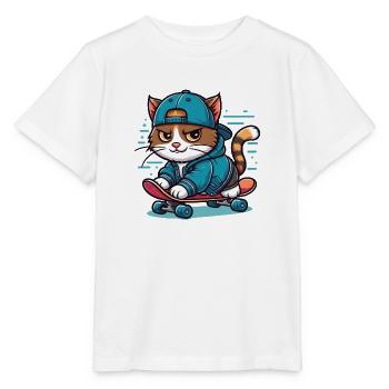 Cat Brat: skater - Stanley/Stella MINI CREATOR Kids’ T-Shirt - white - Front - Maike (125cm)
