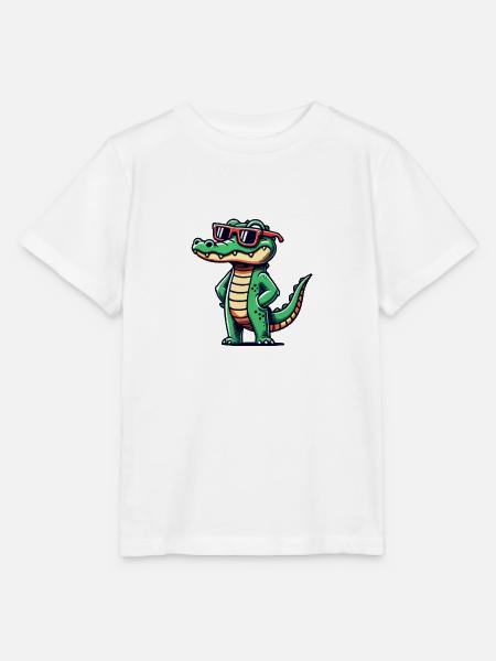 krokodil comic cool - Stanley/Stella Kinder T-Shirt MINI CREATOR  - Weiß
