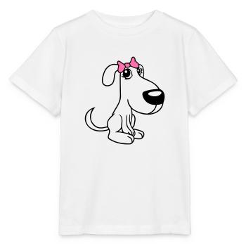 Dog Sitting Little Pretty Lady Bow Female - Stanley/Stella MINI CREATOR Kids’ T-Shirt - white - Front - Maike (125cm)