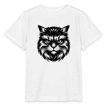 Süßes Katzenportrait in schwarz weiss - Stanley/Stella Kinder T-Shirt MINI CREATOR  - Weiß - Vorne - Maike (125cm)