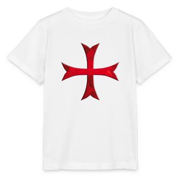 Templer Kreuz schlicht rot - Stanley/Stella Kinder T-Shirt MINI CREATOR  - Weiß - Vorne - Maike (125cm)