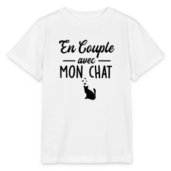 en couple avec mon chat / humour chat - T-shirt bio MINI CREATOR Stanley/Stella Enfant - blanc - Devant - Maike (125cm)