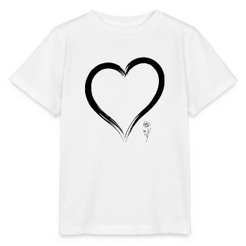 Cœur ouvert avec design de rose - T-shirt bio MINI CREATOR Stanley/Stella Enfant - blanc - Devant - Maike (125cm)