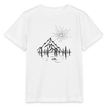 Eine Landschaft mit Bergen am See - Stanley/Stella Kinder T-Shirt MINI CREATOR  - Weiß - Vorne - Maike (125cm)