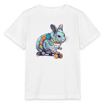 Ein Chinchilla auf einem Longboard am Skaten - Stanley/Stella Kinder T-Shirt MINI CREATOR  - Weiß - Vorne - Maike (125cm)