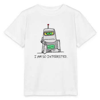 Interessierter Roboter lustig launisch gelangweilt Cartoon Witz - Stanley/Stella Kinder T-Shirt MINI CREATOR  - Weiß - Vorne - Maike (125cm)