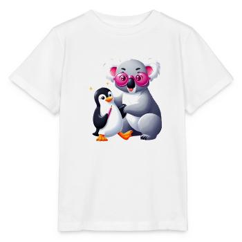 Bär und Pinguin mit rosa Brille - Stanley/Stella Kinder T-Shirt MINI CREATOR  - Weiß - Vorne - Maike (125cm)