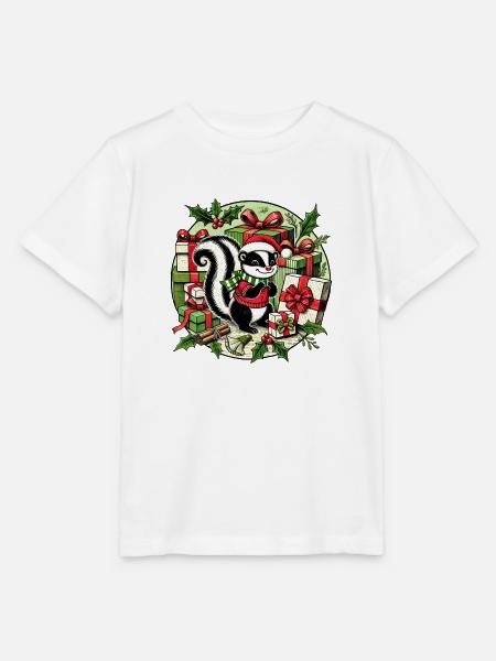 Weihnachts-Skunk - Stanley/Stella Kinder T-Shirt MINI CREATOR  - Weiß