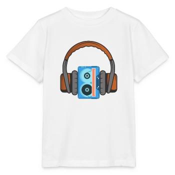 Kopfhörer und Audiokassette - Stanley/Stella Kinder T-Shirt MINI CREATOR  - Weiß - Vorne - Maike (125cm)