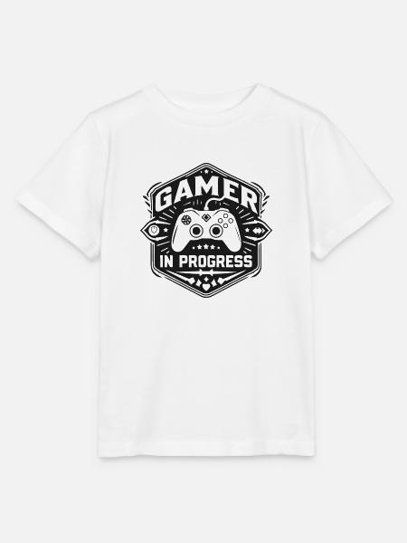 Gamer in Progress - Stanley/Stella Kinder T-Shirt MINI CREATOR  - Weiß