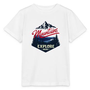 Mountains: Explore More Adventure Design - Stanley/Stella MINI CREATOR Kids’ T-Shirt - white - Front - Maike (125cm)