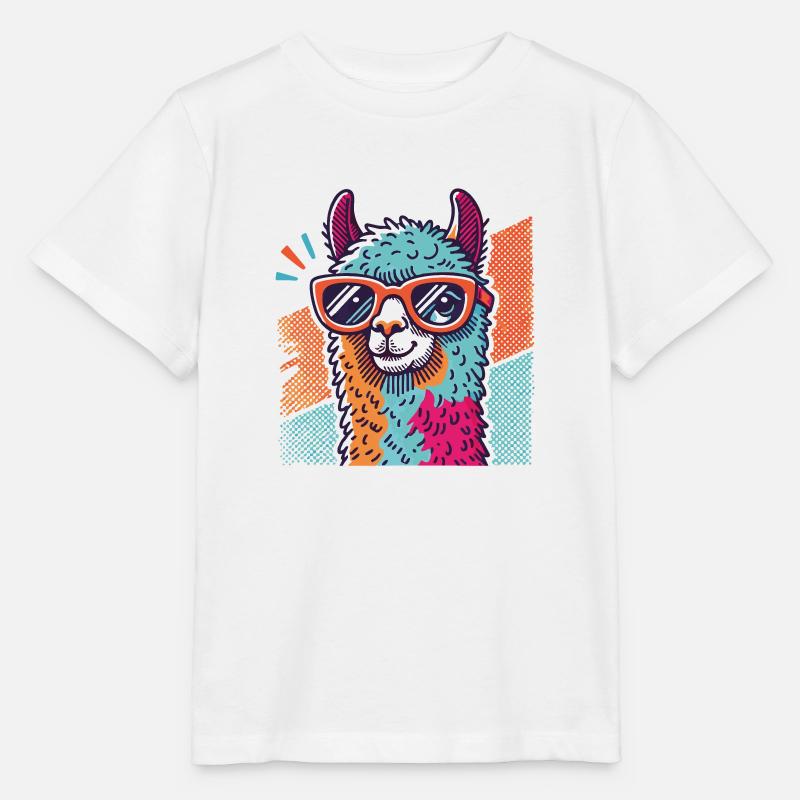 Pop Art Llama with Sunglasses - Stanley/Stella MINI CREATOR Kids’ T-Shirt - white
